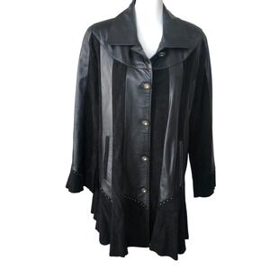 Vintage‎ Genuine Lambskin Leather & Suede Coat Boho Goth Dark Romantic Jacket M